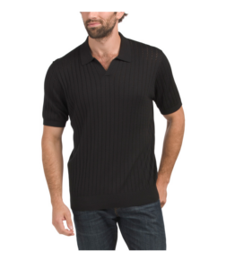 Short Sleeve Johnny Collar Ribbed Polo