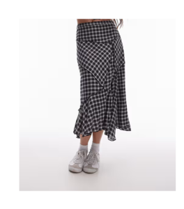 Cutabout Midi Skirt in Mono Check