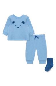 Bear Waffle Knit Sweatshirt, Joggers & Socks Set