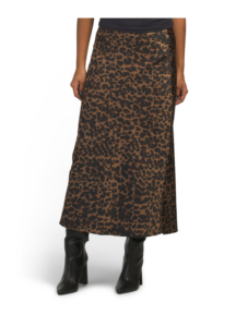 Printed Satin Midi Slip Skirt