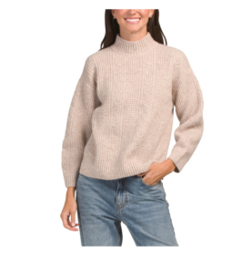 Lexi Mock Neck Cable Knit Pull over Sweater