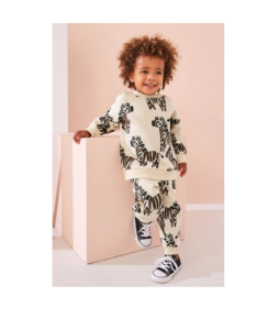 Kids' Zebra Print Cotton Sweatshirt & Joggers Set