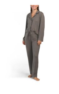 2pc Oasis Notch Collar Long Sleeve Pajama Set