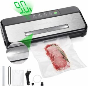 Food Vacuum Sealer Machine with Sealing Countdown and Viewing Lid with 20ft Roll Storage