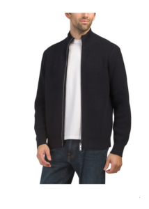 Cotton Cashmere Blend Gary Zip Cardigan