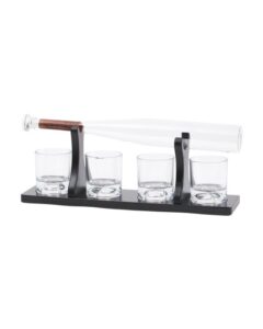 6pc Baseball Bat Whiskey Decanter Set