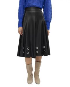 Vmemmy Faux Leather Eyelet Trim Skirt