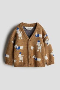 Jacquard-knit Wool Cardigan