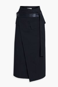 Cotton-blend Twill Midi Wrap Skirt