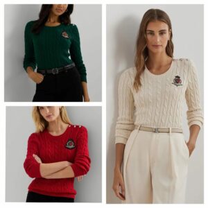 Women's Button-trim Cable-knit Cotton Sweater