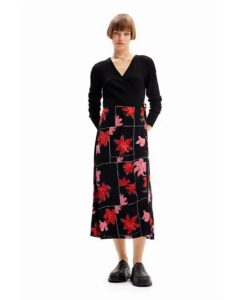 Women's Floral Wrap Midi Dress