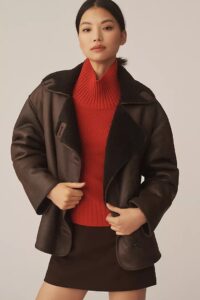 Pilcro Faux-shearling Cocoon Coat