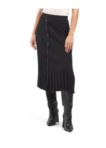 Pleated Button Front Skirt