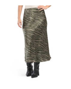 Silk Charmeuse with Zebra Stripe Maxi Skirt