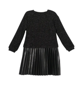 Kids' Metallic Knit & Faux Leather Twofer Dress Size 4-6