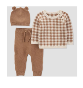 Baby Boys' Checkered Top & Bottom Set - Cream/brown