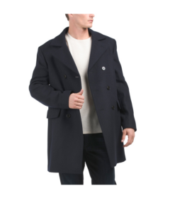 Recycled Wool Blend Melton Krasner Double Breasted Coat