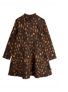 Kids' Leopard Print Long Sleeve Cotton Half-zip Sweatshirt Dress