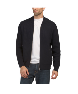 Cotton Cashmere Blend Ryke Zip Cardigan