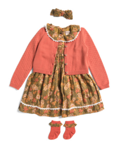 Toddler Girls 2pc Printed Dress and Cardigan with Socks and Headband