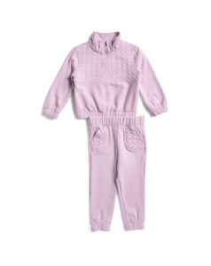 Toddler Girls Brushed Terry Quarter Zip Pullover Set