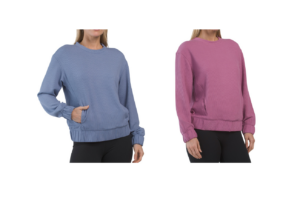 Rib Anya Crew Neck Pull over Top with Pockets