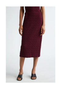 Smocked Cotton Blend Midi Skirt