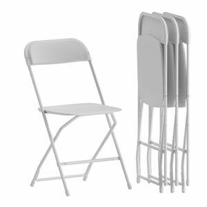 Flash Furniture Hercules Series Plastic Folding Chair - White - 4 Pack