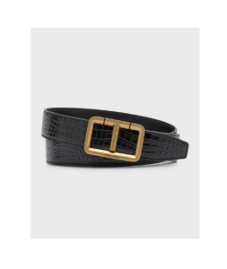 Men's Alligator-print Leather T-buckle Belt