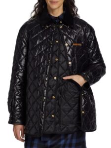 Quilted Layered Logo Coat