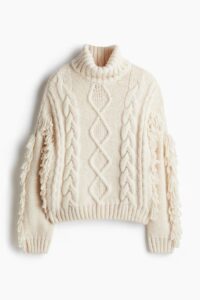 Cable-knit Polo-neck Jumper