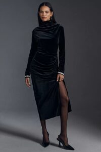 The Maya Ruched Cowl-neck Dress