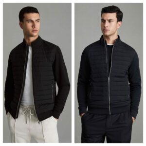 Hybrid Quilt and Knit Zip-through Jacket