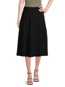 Solid A-line Midi Skirt