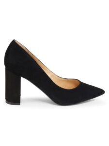 Block Heel Suede Pumps