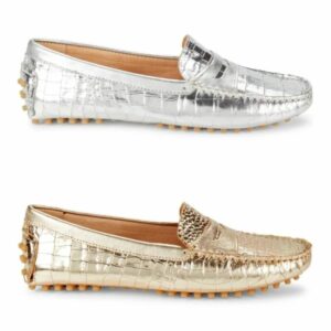 Croc Embossed Leather Penny Driving Loafers