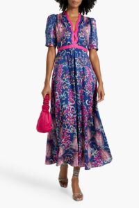 Tabitha Cutout Printed Silk-jacquard Midi Dress