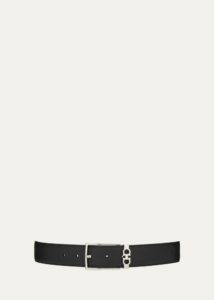 Men's Reversible Textured Leather Belt with Classic Buckle