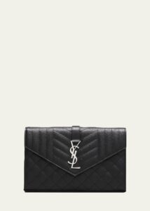 Envelope Triquilt Ysl Wallet on Chain in Grained Leather