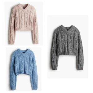 V-neck Cable-knit Sweater