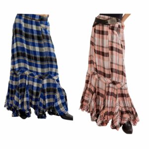 Bordeaux Plaid Maxi Skirt