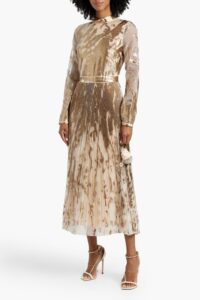 Cassini Pleated Metallic Fil Coupé Maxi Dressp