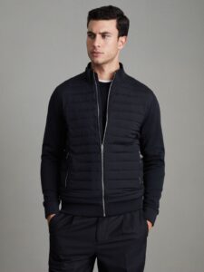 Hybrid Quilt and Knit Zip-through Jacket