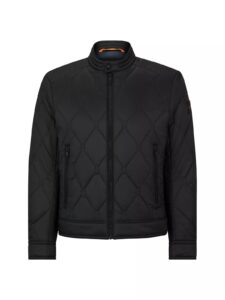 Biker Jacket in Water-repellent Lightweight Fabric with Quilting