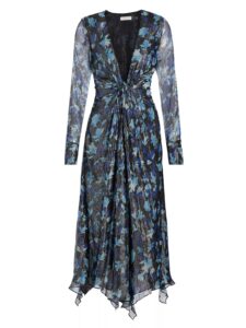 Tatia Floral Metallic Silk Twist Midi-dress $75 Gift Card with Purchase