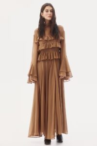 Ruffle-trimmed Chiffon Dress