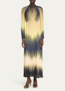 Calina Ombre Long-sleeve Midi Dress