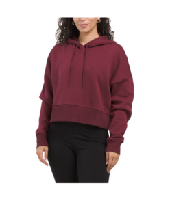 Solid Long Sleeve Cropped Pull over Sweatshirt