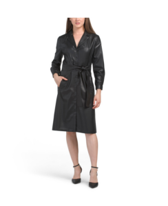 Self Tie Faux Leather Dress