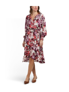 Floral Printed Midi Surplice Dress